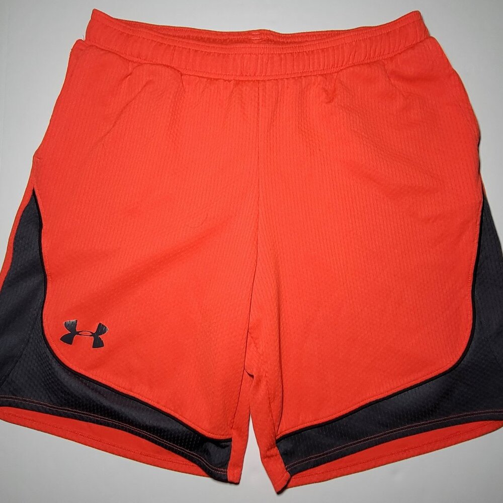 Under Armour Mens Red and Black Athletic Shorts with Drawstring